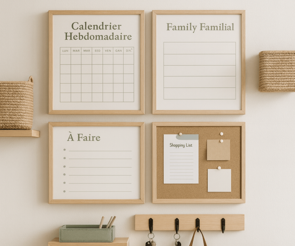 Command center familial moderne et chaleureux — organisation maison et routines familiales, Serenity Home Organiser Reims